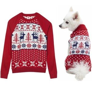 Blueberry Pet Matching Dog and Owner Holiday Sweaters (Set)